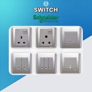 Schneider NEO Vertical Switches Grey Silver Switches Suis Soket Plug Wall Switch Suis Lampu Rumah So