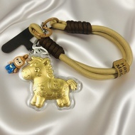 Pure Gold 999 Cartoon 999 Cartoon 20mg Gold Pony Mobile Phone Chain Keychain Cute Bag Pendant Gift G