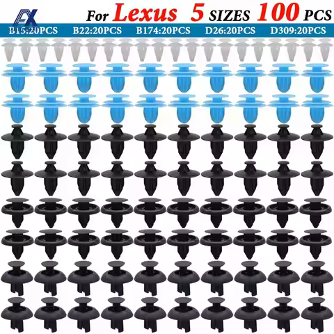 100X 5 Sizes Auto Fastener Car Push Pin Rivet Trim Clips Bumper Fender Panel Retainer For Lexus IS20