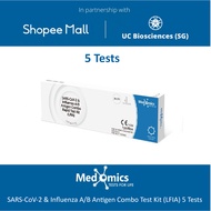 MEDOMICS SARS-CoV-2 & Influenza A/B Antigen Combo Test Kit (LFIA) 3 in 1 COVID19 ART Self Test - 5 T