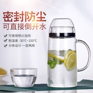 1.5L/1.8L Heat Resistant Glass Pitcher Jug Clear Water Drinking Tea Pot Set