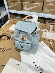 🎀COACH Riya 23 中號雙肩包｜丹尼藍復古款｜風琴多隔層