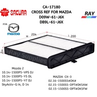 SAKURA CABIN FILTER CA17180, D09W-61-J6X , DB9L-61-J6X , MAZDA 2 1.5 Skyactiv-G14, D14 ,MAZDA CX-3 1