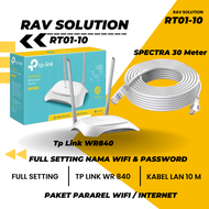 PAKET PARAREL WIFI TP LINK WR 840 + KABEL LAN 30 M FULL SETTING