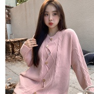 Jacket cardigan women's long-sleeved cardigan sweater with unique design with buttons to hold wool a