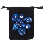 CCC Colour 7 piece polyhedral set cloud drop translucent teal rpg dnd with dice bag