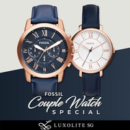 (Real Photo)Original Fossil Couple Watch FS4835&ES3843 Navy Blue Leather
