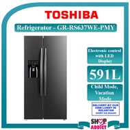 Toshiba 591L Fridge with Water &amp; Ice Dispenser GR-RS637WE-PMY Dual Inverter Refrigerator