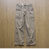 กางเกงทำงานสไตล์ย้อนยุคสไตล์อเมริกัน P44 กางเกงขายาวทรงหลวมสบาย ๆ ผสมลินินบาง กระดุม ทรงหลวม ระบายอา