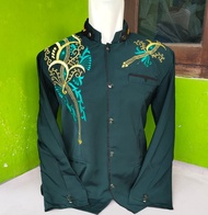 JASKO HIJAU BOTOL / HIJAU GELAP / MOTIF LIS BORDIR / FASHION MUSLIM PRIA DEWASA / KOKO MODEL TERBARU