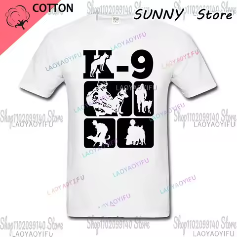 TRAINER K9 Team K9 Unit Malinois Men's Summer Short Sleeve Round Neck cotton T-shirt Running Sports 
