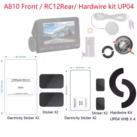 For 70mai A810 Dash Cam Smart Film and Static Stickers for 70mai Rear camera RC12 for 70mai 4G Hardw