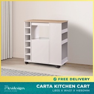 Flexidesignx Kitchen Trolley Cabinet Storage with Wheels Soft Close Door White – CARTA
