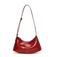2025 Trend Glossy Patent Leather Half Moon Crossbody Bag Fresh Candy Color Shoulder Bags for Women V