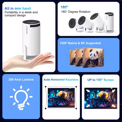 Magcubic 8K Android 14 HY300 PRO Projector 1080P 1280*720P Dual Wifi6 290ANSI Allwinner H726 BT5.4 H