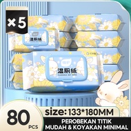 【5 pek】botare Rabbit Brand Flower Scented Wet toilet paper 133x180mm 80 Sheets 3 Pack - Ultra Soft