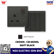 Switch| CROWN Matt Black Switch Socket | CM Series | 1/2/3 Gang | SIRIM Approved