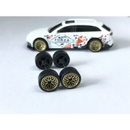 Z117 Hot Wheels Rubber Wheels Tayar Getah MCRR Gold 10mm Long Axle