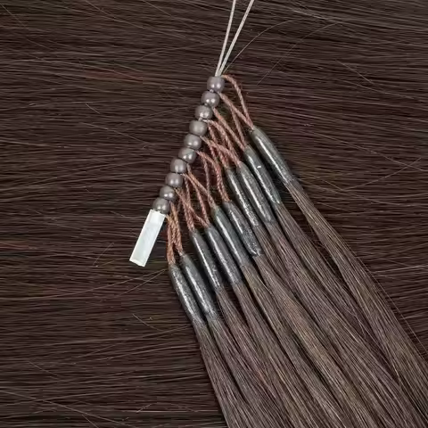 8D Micro Link Hair Extensions Human Hair Nano Rings With Fish Line Hair Extension Invisible Mechine 