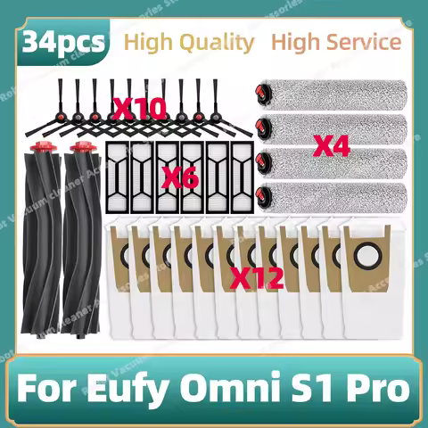 Compatible For ( Eufy S1 Pro ) Vacuum Parts Main Roller Side Brush Mop Cloth Rag Hepa Filter Dust Ba