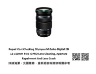 Repair Cost Checking Olympus M.Zuiko Digital ED 12-100mm F4.0 IS PRO Lens Cleaning, Aperture Repairm