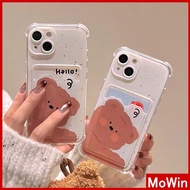Mowin - For iPhone 15 Pro Max iPhone 11 Case Card Case TPU Soft Clear Case Card Storage Airbag Shockproof Cute Brown Bear Compatible With iPhone 14 13 12 11 Pro Max Plus XR XS