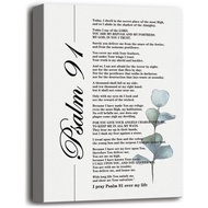 Psalms 91 Christian Canvas Wall Art, Spiritual Wall Decor Sign, Christian Gift Bible Quote Print Bib