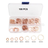 Box of 100 Brass Flat Round Gaskets Sizes M4 / M5 / M6 / M8 / M10 / M12 / M14 Engine Screw Stopper W