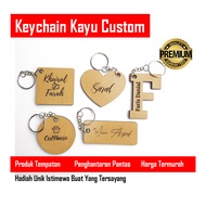 Custom Keychain Kayu PREMIUM / Abjad ABC / Logo / Teks / Ayat / Nama Pilihan Anda. Cenderamata / Sou