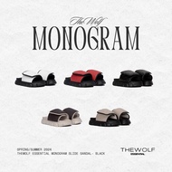 THEWOLF ESSENTIAL MONOGRAM SLIDE SANDAL Height Increasing Sandals for Men and Women - Black White Br