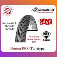 Corva Motor Tayar  Norton Motosikal Tubetype P900 70/90-17, 80/90-17 Bunga Tajam Tayar Tiub Sama Kil