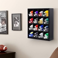 Colingmill 2-Piece Mini Helmet Display Cabinet Pocket Size Football Helmet Wooden Stand Display Cabi