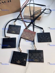 Coach 蔻馳  工作牌掛繩門卡學生證件套真皮卡套 卡包