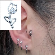 1pcs Rose Zirconia Jewelry Labret Piercing Implant Grade Titanium Threaded End Nose Earring Stud Bod