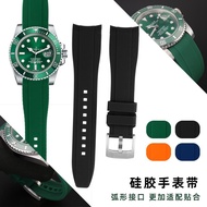 2024 Suitable For Rolex Black/Green Water Ghost Longines Concas Citizen BN0193 Curved Interface Silicone Watch Strap