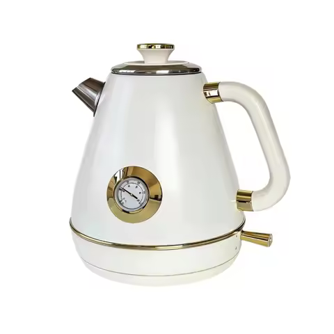 A74G-Auto Power Off 1.7L Electric Kettle 1850W Retro Design 304 Stainless Steel Teapot Handmade Deca