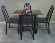 Dining set 4 seater glass table