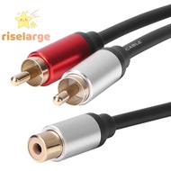 [RiseLargeS] 1 Female To 2 Male RCA Y Splitter Adapter Cord Gold Plated Plug For Speaker Amplifier Sound System 0.25m Audio Cable new