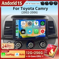 Android 15 Carplay Auto 2K Screen Car Radio Multimedia Player For Toyota Camry 5 XV 30 2001 - 2006 A