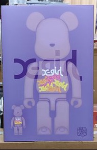 現貨 Bearbrick be@rbrick x girl  x-girl clear purple 400%+100%