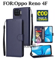 Leather Flip Cover Untuk Oppo Reno 4F (2020) - Wallet Case Kulit - Casing Dompet Case Wallet Leather