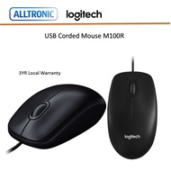 Logitech Mouse M100R Black USB Wired ( 1.8M Cord ) 1000 DPI Optical USB Mouse / 3yrs Warranty