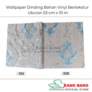 Wallpaper Vinyl Dinding Premium Motif Batik Timbul Abu-abu