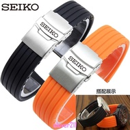 Seiko Watch Strap Soft Silicone Rubber Watch Strap Sweatproof Waterproof Discount Buckle 18 20 22 24