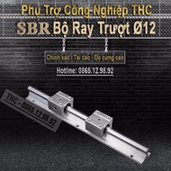 Thanh Ray Trượt Tròn Có Đế Nhôm SBR12 (1 Thanh Ray Ø12mm + 2 Con Trượt) Ray Trượt Bi Chống Ăn Mòn Dễ
