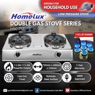 HOMELUX COMMERCIAL STAINLESS STEEL DOUBLE BURNER 7 JET GAS STOVE SERIES HSC-7ST DAPUR GAS RUMAH LOW 