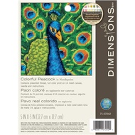 [SG] COLORFUL PEACOCK Needlepoint Kit 71-07242 (5x5 inch/12.7x12.7cm) by Dimensions Needlecrafts