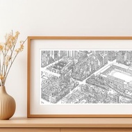 萬華龍山寺與剝皮寮手繪地圖藝術版畫