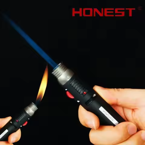 Windproof Dual Flame Pen Lighter Metal High Temperature Jet Pen Flame Welding Gun Adjustable 2-Flame
