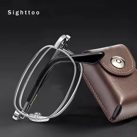 Sighttoo Folding Square Reading Glasses For Men Women Portable Eyeglasses +50 +75 +275 +350 +400 +45